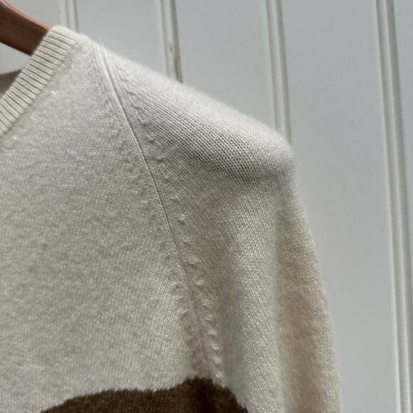 Frenckenberger Boyfriend Crewneck Sweater Small Cream Warm Brown 100% Cashmere - Picture 15 of 16